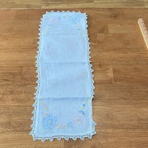 Embroidered Lace Trim Table Runner